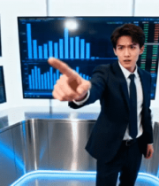 商务人士指金融数据屏幕画面3033#横屏 