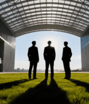 商务人士户外建筑前站立剪影5470#横屏 