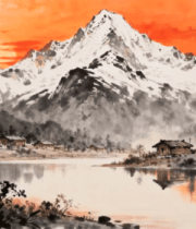 山水国画风景1897#横屏 