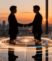 商务人士办公室握手合作场景4944#横屏 