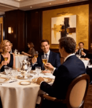 商务人士餐厅举杯场景3279#横屏 