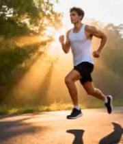  男子户外林间道路跑步画面2168#横屏 	 