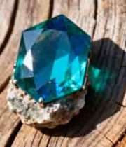  木背景上的蓝色宝石特写2414#横屏 	 -