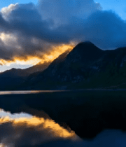 山脉湖泊天空日落风光2706#横屏 