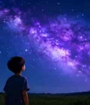  男孩仰望星空素材2939#横屏 	 - 