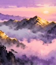 山间日出云海自然风光3242#横屏 