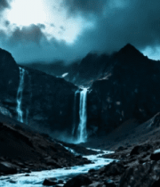 山间瀑布自然风光671#横屏 