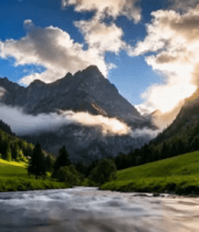 山间溪流森林自然风光(1)4149#横屏 