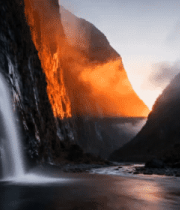 山谷瀑布自然风光2842#横屏 