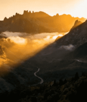 山间公路日出时分风景2598#横屏 