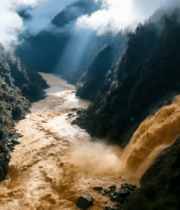 山间河流瀑布自然风光7#横屏 