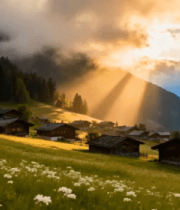 山间村落自然风光素材2285#横屏 