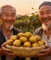  老农果园捧猕猴桃果实画面2569#横屏 	 