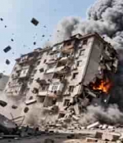  楼房拆迁爆炸瞬间场景2499#横屏 	 