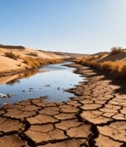 沙漠中干裂土地与积水景象4132#横屏 