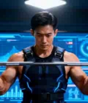  健身房男子举杠铃健身671#横屏 	 -