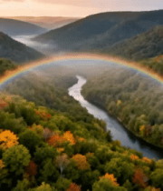 森林彩虹秋日风光全景2294#横屏 