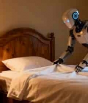  机器人在卧室整理床铺1597#横屏 	 - 