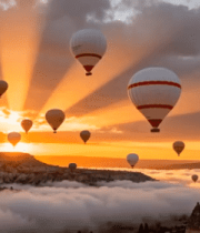 日出时山谷云海中的热气球1549#横屏 