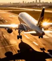  机场跑道上起飞的客机1231#横屏 	 