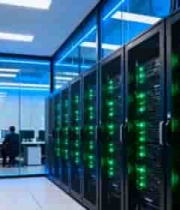  机房内服务器与工作人员画面1059#横屏 	 