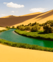沙漠中的河流绿洲景象3510#横屏 