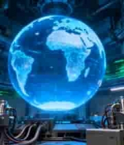  科技人员操作中的虚拟地球素材108#横屏 	 