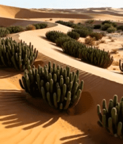 沙漠沙丘与仙人掌景观4896#横屏 
