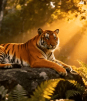 森林中休憩的老虎1495#横屏 