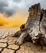 沙漠枯树与干裂土地景象2559#横屏 