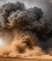 沙漠爆炸烟雾升腾景象3289#横屏 