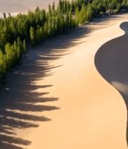 沙漠边缘绿树成荫俯瞰画面3927#横屏 