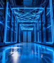  科技感服务器机房内部场景3062#横屏 	 