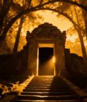 森林中的古老建筑4282#横屏 