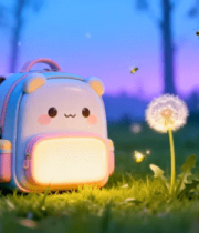 森林中卡通风格儿童背包素材5276#横屏 