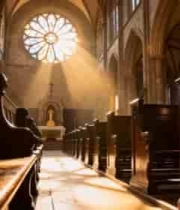  教堂内部阳光洒落景象291#横屏 	 