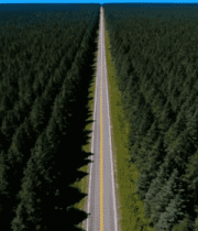 森林中公路上行驶的汽车4206#横屏 