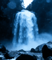 森林中的瀑布自然景观982#横屏 