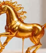  金色骏马摆件特写2729#横屏 	 -