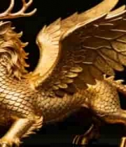  金色神兽雕塑素材594#横屏 	 - 