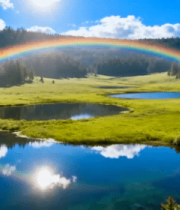 森林草地间彩虹自然风光1516#横屏 