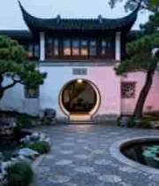  江南园林庭院景观素材268#横屏 	 -