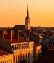 日落时分海边工厂全景1577#横屏 