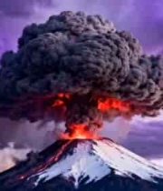  火山喷发烟雾升腾景观2649#横屏 	 