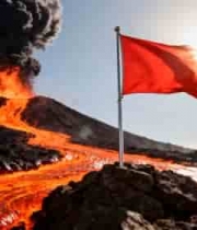  火山喷发红旗飘扬场景2901#横屏 	 - 