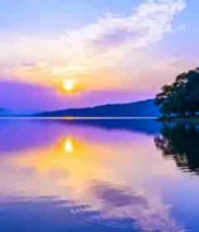  湖畔夕阳自然风光794#横屏 	 