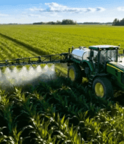 农田拖拉机喷洒作业素材3609#横屏 