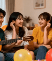 年轻人室内聚会弹吉他聊天288#横屏 