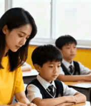 女教师教室辅导小学生学习3153#横屏 