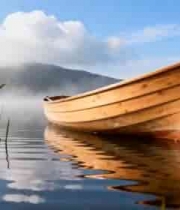  湖面木船自然风光1655#横屏 	 